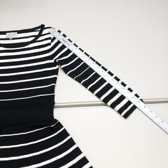 Milly New York Degrade A Line Striped Dress Size Small Black White Measurements - Picture 4 of 7
